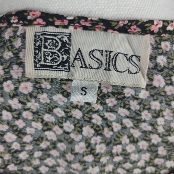 1990s Vintage Floral Mini Dress, Size Small, Black, Pink, and White - Picture 5 of 6